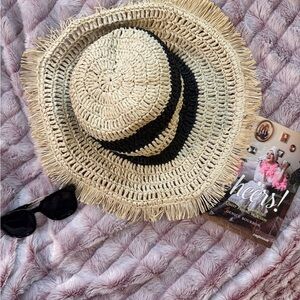 Stylish Black and Cream Woven Hat